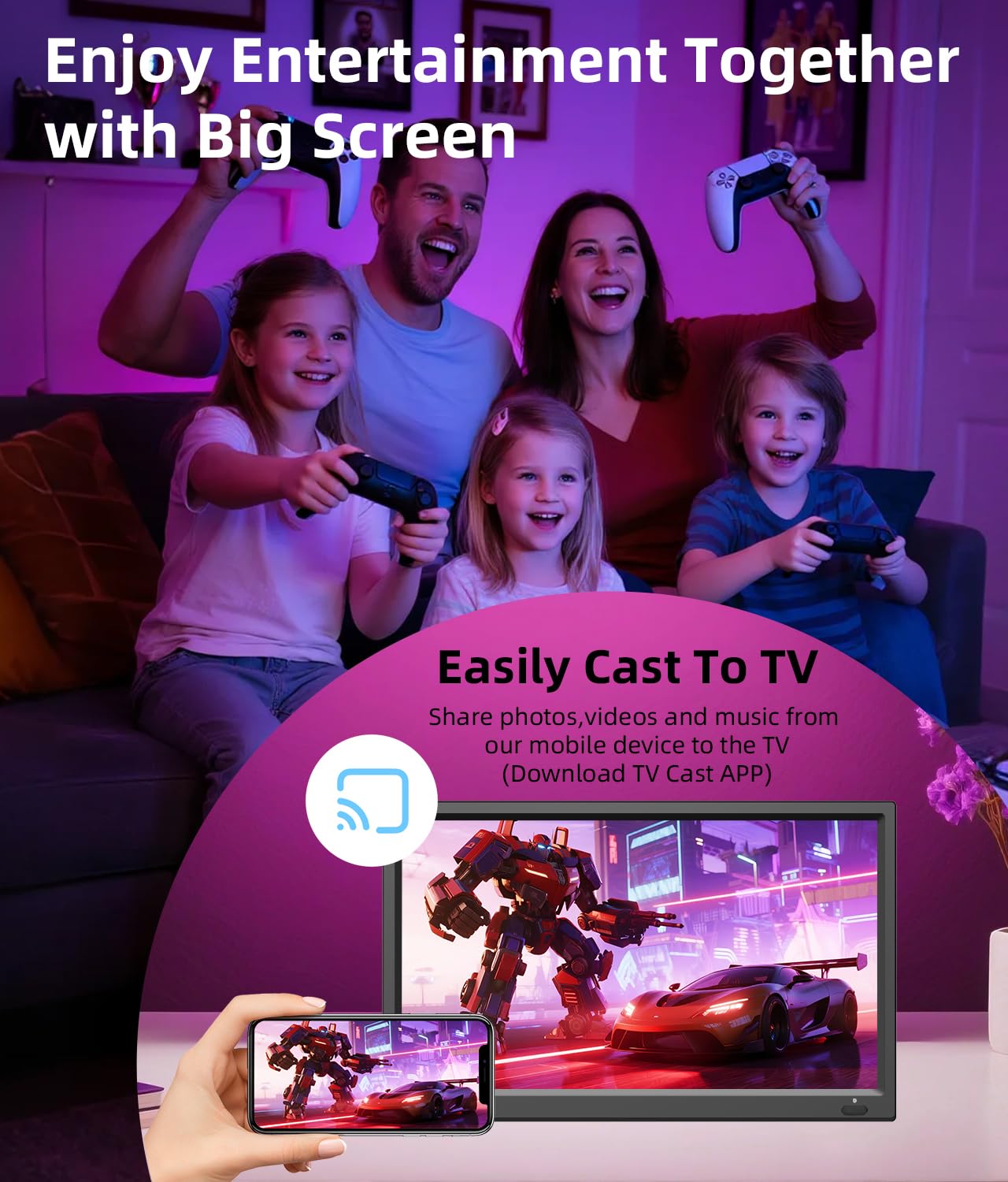 Feihe 15.6 Inch Small Smart TV HD 1080P LED, Flat Screen Smart Television with ATSC Tuner/HDMI/USB/AV for Kitchen, RV, Camper, Home & Bedroom or On-The-Go Entertainment