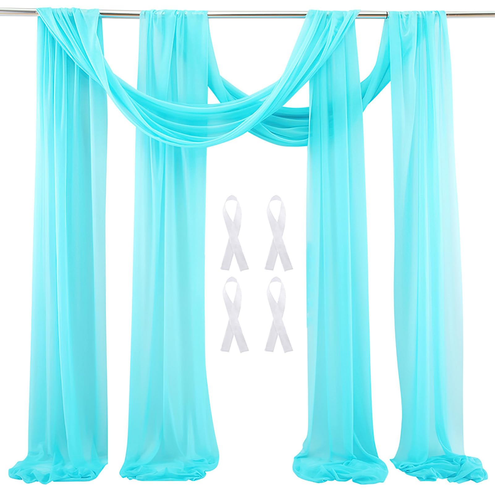 Wedding Arch Sheer Drapery Backdrop Voile Curtain Chiffon Draping Fabric 20Ft Sheer Curtains Arbor Drapery for Wedding Ceremony Reception Party Ceiling Decor, Sky Blue, 2 Panels