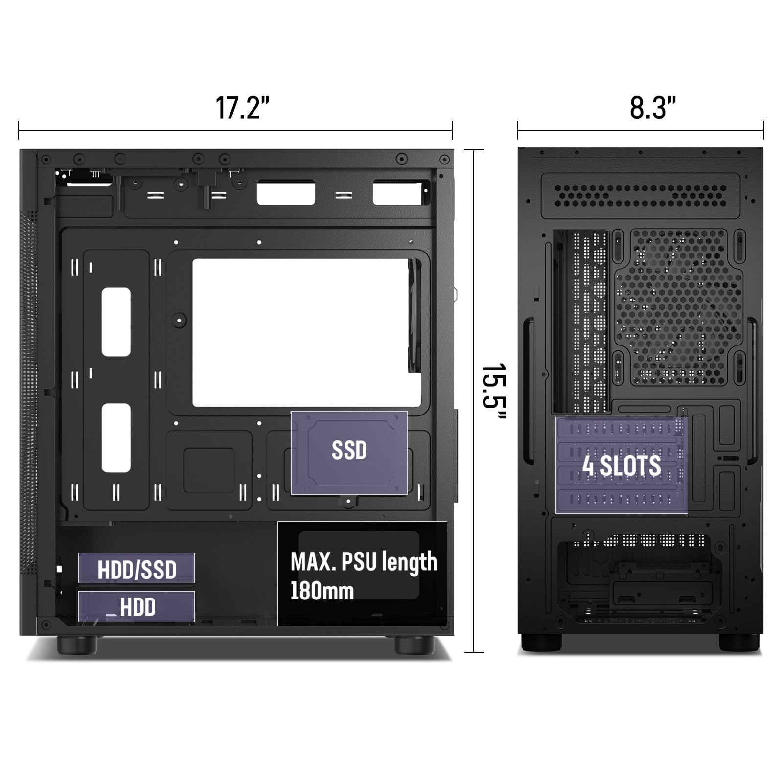 DARKROCK MH200 Black PC Computer Case for Office&Gaming Compact Mid-Tower Micro ATX Mini ITX High-Airflow Mesh Front & Side Panel Top 240mm Radiator Support Type-C Ready, ARGB 120mm Fan Pre-Installed