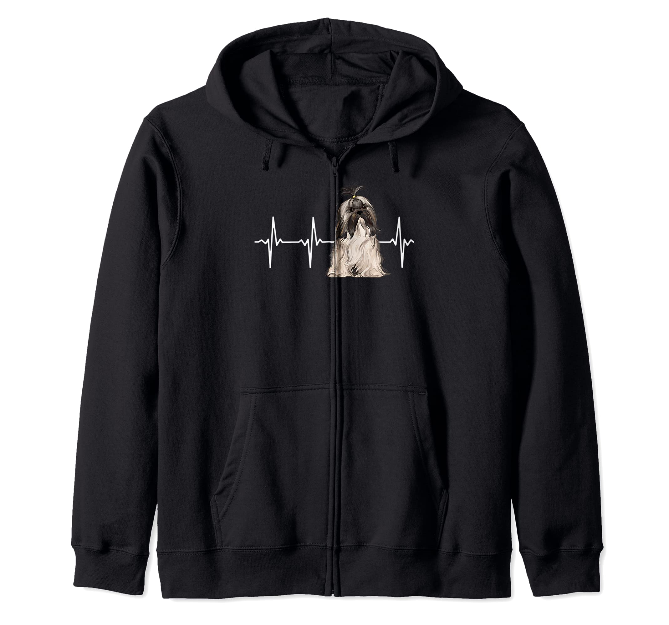 Lhasa Apsos Heartbeat Dog Lover Zip Hoodie