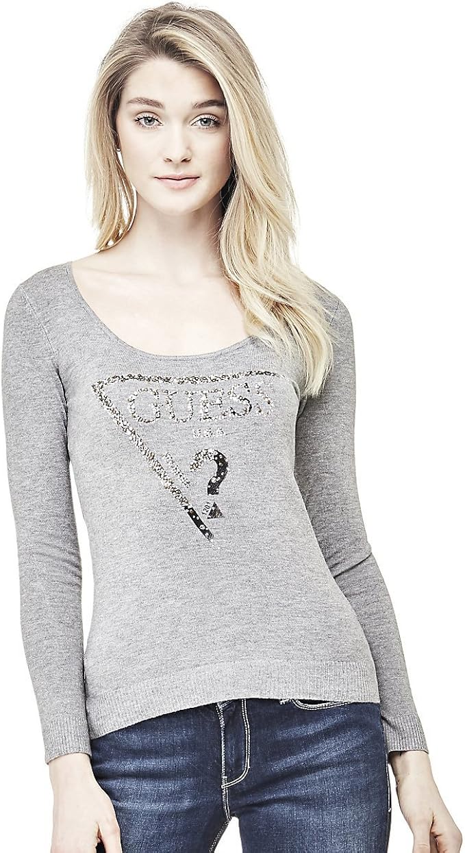 Guess Women's Jumper grey gray - grey - S: Amazon.co.uk: Clothing