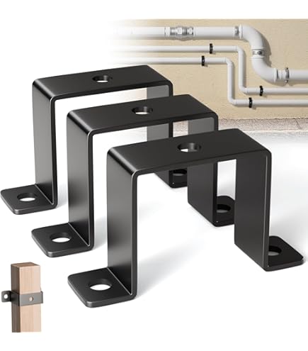 4Pcs Black Strap Heavy Duty Wood Deck Fence Tie for 1.5x1.5 Post U 4Pcs Black Strap Heavy Duty Wood Deck Fence Tie for 1.5x1.5 Post U