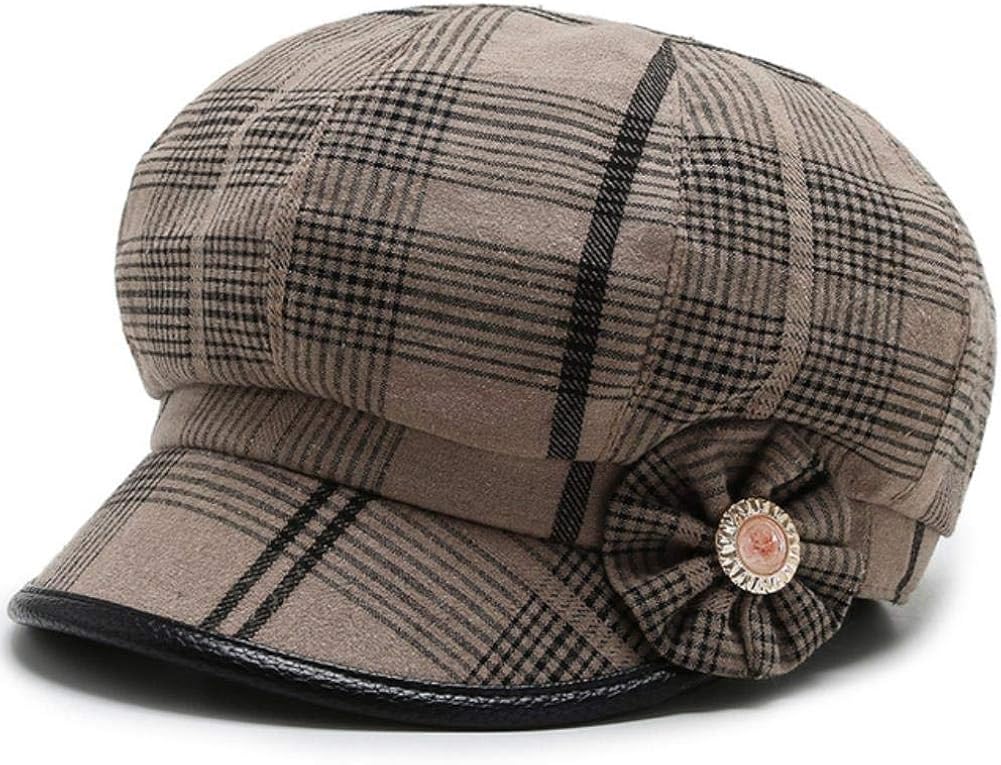 WELROG Berretto Visiera Newsboy Cappello Donna - Baker Hats Cappellino Regolabile Ottagonale Invernale per Donna (Grigio Scuro