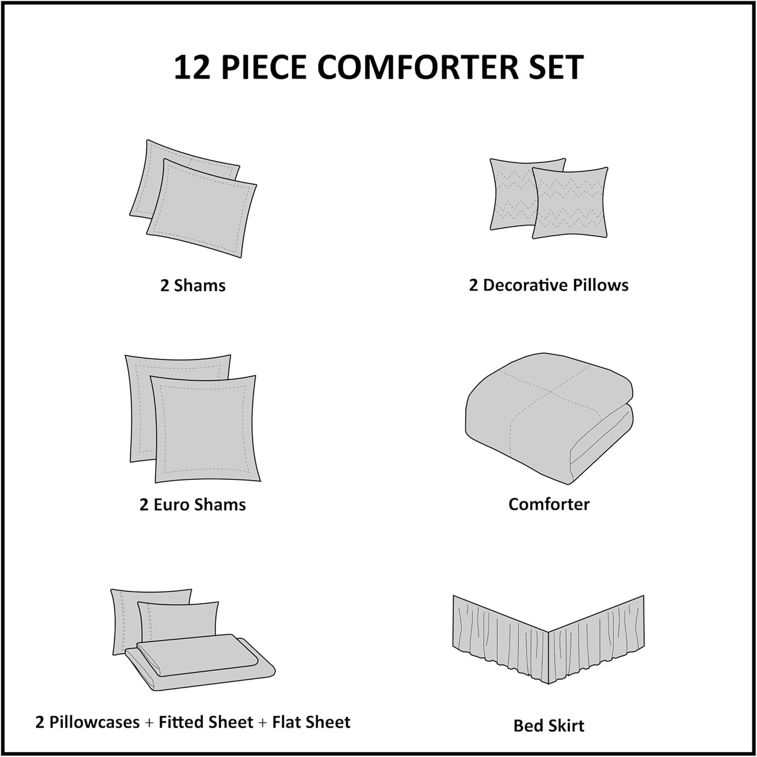 Madison Park Aubrey Queen Size Bed Comforter Set Bed In A Bag - Black, Champagne , Paisley Jacquard – 12 Pieces Bedding Sets – Ultra Soft Microfiber Bedroom Comforters: Home & Kitchen