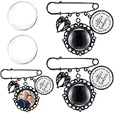 Tondiamo 2 Set Wedding Bouquet Photo Charms with Angel Wing DIY Memorial Pin Bridal Bouquet Charms for Wedding Memory Friend Gown Ceremony Mother of Bride or Groom Graduation Cap Decoration (Black)