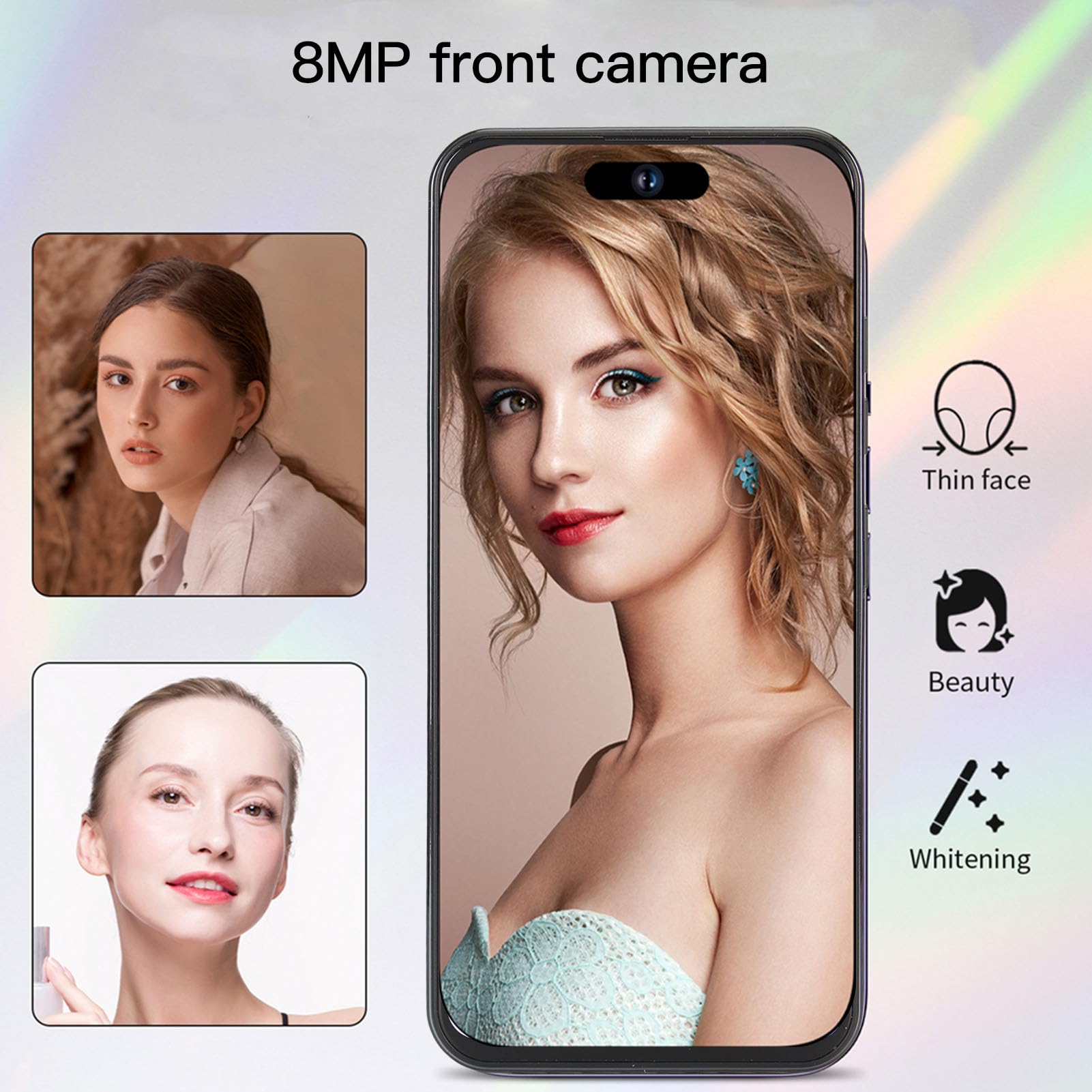 I14pro Max Unlocked Cell Phone, HD 6.6 Inch Full Screen Ultra Thin Phone for Android, 8GB RAM 256GB ROM, 8MP 24MP Dual Camera, 2.4G 5G Wifi Dual Card Cell Phone (Black)