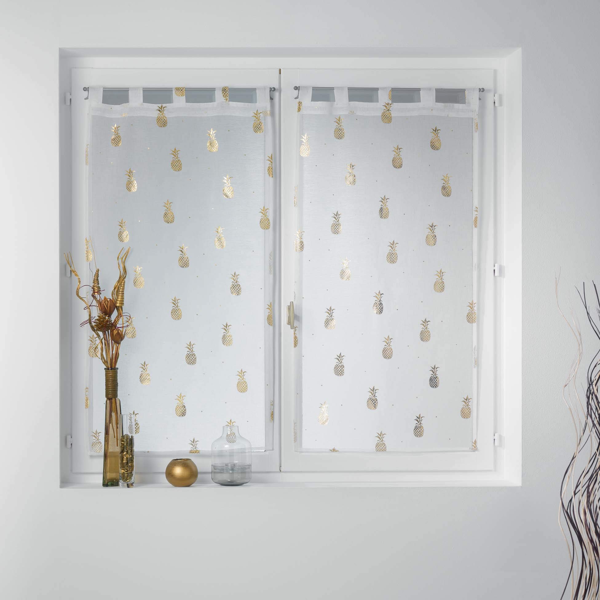 Douceur d'Intérieur Samba Pair of Curtains 2 x 60 x 160 cm Sand Metallic White/Gold