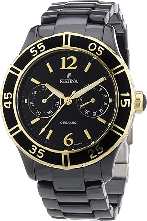 Festina F16634/2 - Reloj analógico de Cuarzo para Mujer con Correa de cerámica, Color Negro