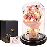 Valentines Day Gifts for Her,Valentines Flower Gifts for Women,Rose in Glass Dome with 2 Light Modes,Light Up Rose Flowers,Valentines Anniversary Birthday Gifts for Women, Mom, Wife, Girlfriend
