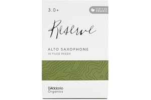 D'Addario Organic Reserve Alto Saxophone Reeds - Sax Reeds - Individually Sealed - 3.0+ Strength, 10 Pack