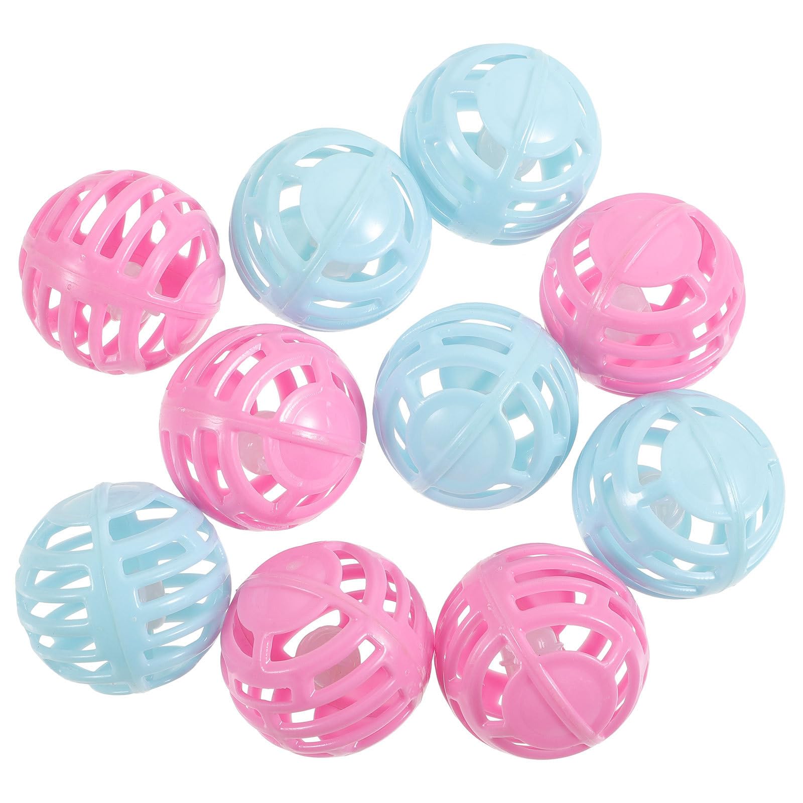 Amosfun Cat Bell Ball Toy 10 Pack Small Plastic Interactive Ball Pet Toy for Indoor Cat Enrichment and Paw Scratching 1.7 Inch