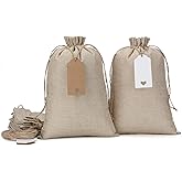 Tapleap Burlap Bags with Drawstring - 20Pcs 8x12 Gift Sacks for Wrapping Valentine's Day Favors, Breads, Seeds, Mason Jars, For Birthday, Wedding, Rodeo Themed Party, Household Use