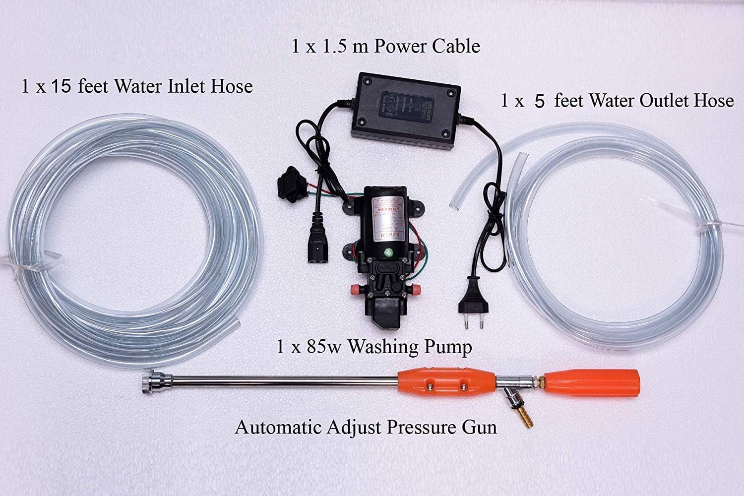 erth DC 12V 80 W Micro Electric Diaphragm Water Pump 5.5 L/min High Pressure Washing Spray Automatic Scar Witch for RV Boat J20C259 and 1.7ah Adapter Car Wash