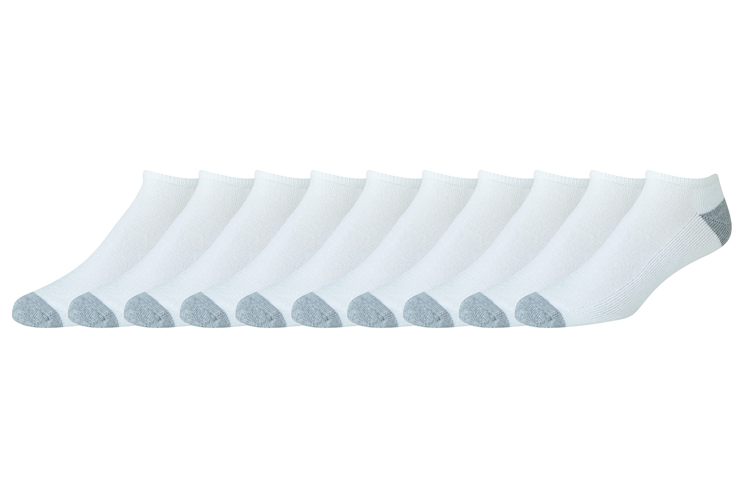 Photo 1 of Amazon Essentials Men's Performance Cotton Cushioned Breathable Athletic No-Show Sports Socks, 10 Pairs, White, 8-12