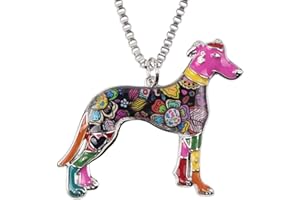 BONSNY Love Pets Enamel Zinc Alloy Metal Greyhound Necklace Dog Animal Jewelry pendant Unique Design 18"