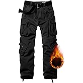 TRGPSG Men's Fleece Lined Hiking Pants Outdoor Windproof Outdoor Cargo Pants Casual Work Ski Pants with 8 Pockets