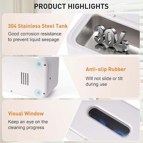 SNAWOWO ULTRASONIC JEWELRY CLEANER MACHINE- 28OZ/800ML 49KHZ PROFESSIONAL RETAINER CLEANER |5 TIMERS LED DISPLAY |304 STAINLESS STEEL TANK FOR JEWELRY, DENTURES, RETAINERS, GLASSES, RINGS, WATCH STRAP