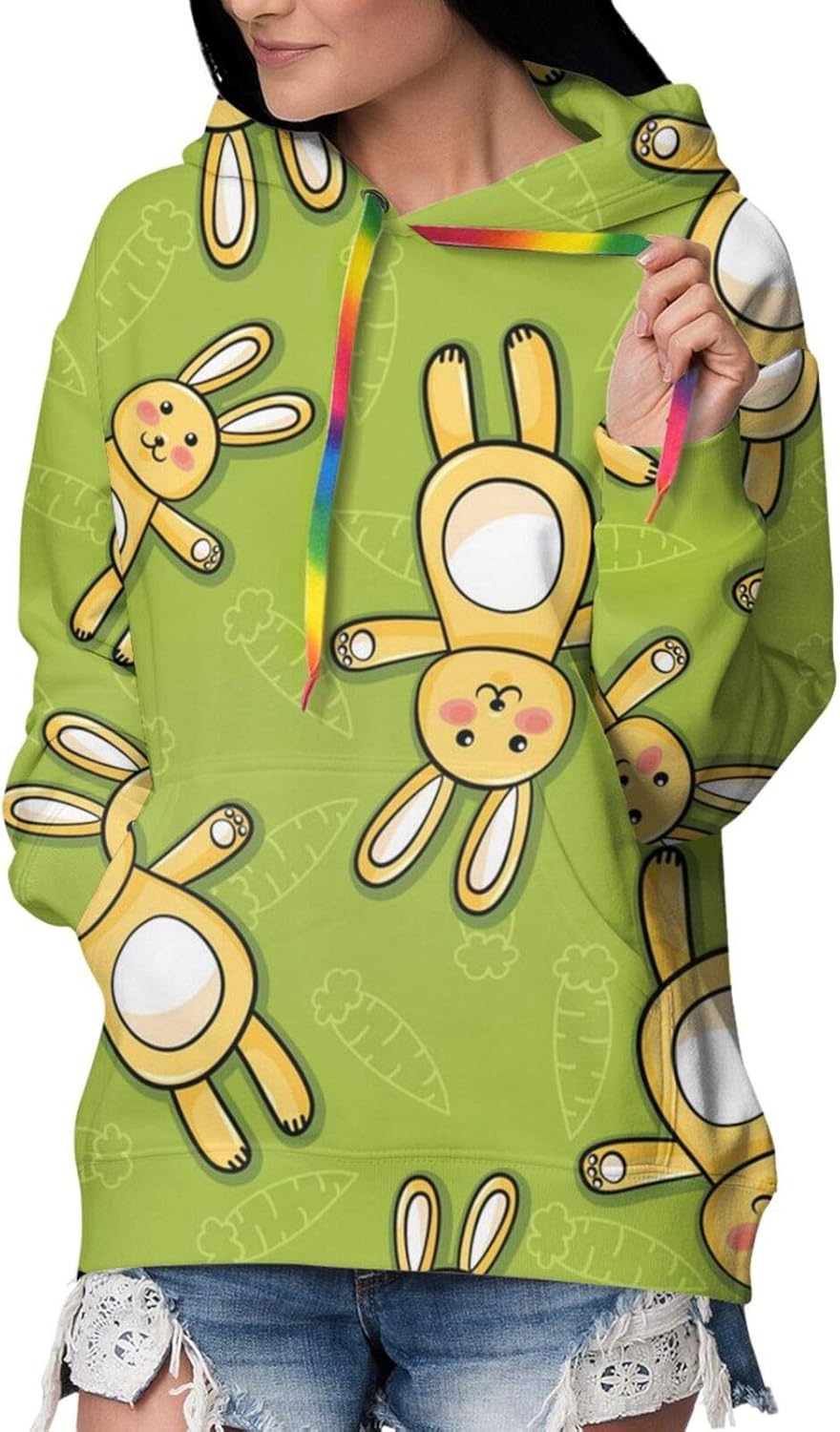 Yellow Rabbit Women's Hooded Top Sweatshirt Hoodies Comfort Long Sleeve