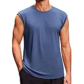 Runcati Men's Sleeveless Tank Tops Crewneck Casual Workout Gym Cut Off Muscle Fit T Shirt