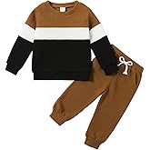 ADXSUN Kid Toddler Boy Clothes Color Block Sweatshirt and Casual Pants 2Pcs Boys Fall Winter Outfits 1-5T