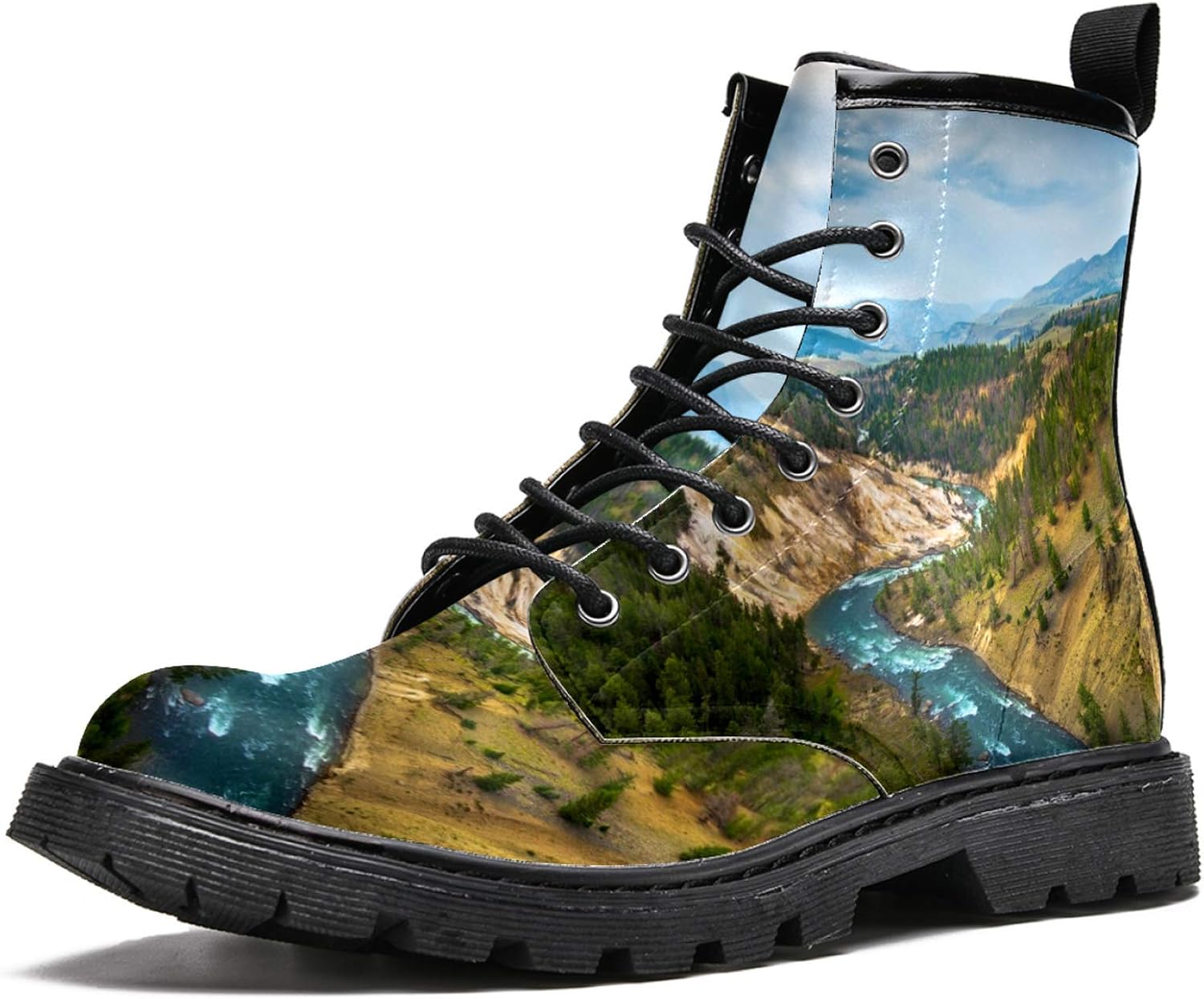 MAPOLO Men's High Top Boots Lace Up Grand Canyon Of The