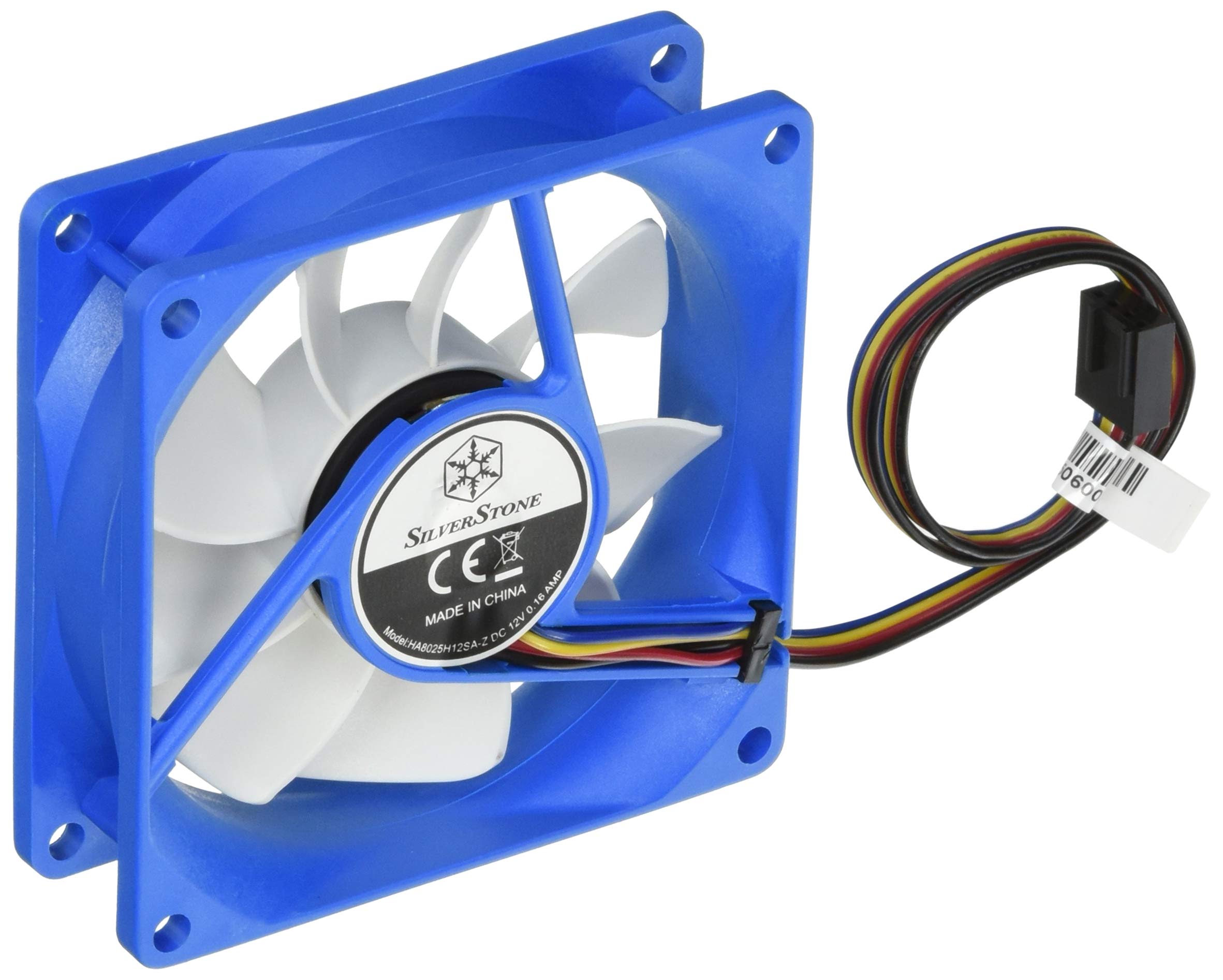 SilverStone SST-FW81 - FW Series Quiet Computer Case Cooling Fan 80mm PWM, white-blue