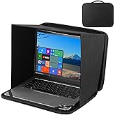 HoYiXi Universal Foldable Laptop Sun Shade & Privacy Shield - Fits 12-14 inch Laptop - Blocks Sunlight, Protects Privacy, Working Outdoor Travel,Anti - Glare,Laptop Sleeve Bag,(Patent Pending)-Black
