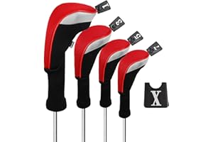 Andux 4pcs/Set Golf 460cc Driver Wood Club Head Covers Long Neck with Replaceable No. Tags