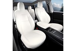 LOZUZ Seat Covers for Tesla Model Y Seat Covers 2023-2020 White seat Covers Nappa Leather Car Seat Accessories(White Nappa Full Set)