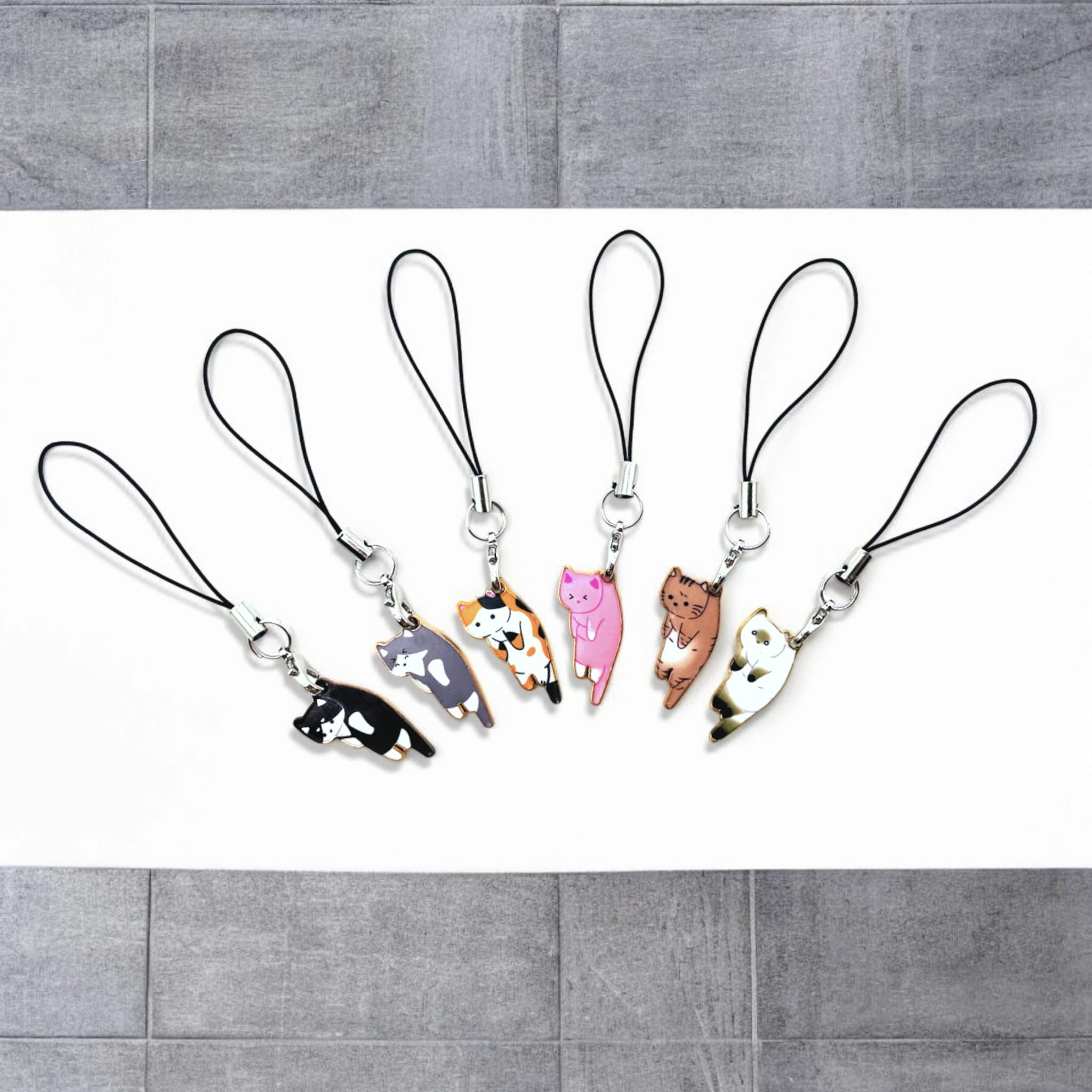 Sopopal 6 Pcs Cat Phone Charm Aesthetic Cell Phone Charm Kawaii With Handmade Cute Hanging Pendants Decor