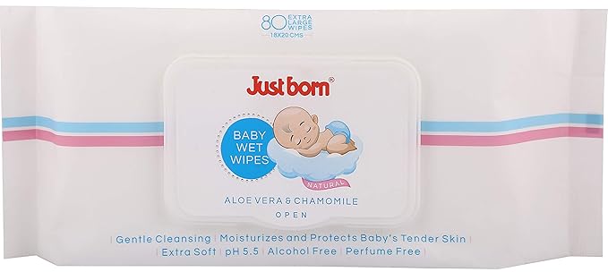 Just Born Natural Baby Wet Wipes | 80s Count | with Lid