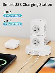 DEPOW Power Strip Tower Surge Protector with 9
