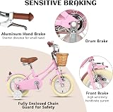 Glerc 14 Inch Kids Bike for Girls Pink with Basket Stabilizers Bell 3-5 Years view 4