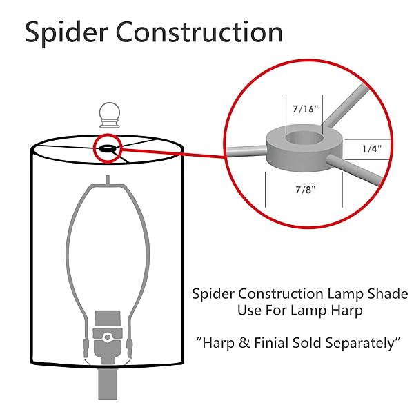 ASPEN CREATIVE 31031A TRANSITIONAL HARDBACK DRUM (CYLINDER) SHAPE SPIDER CONSTRUCTION LAMP SHADE IN BEIGE, 8″ WIDE (8″ X 8″ X 11″)