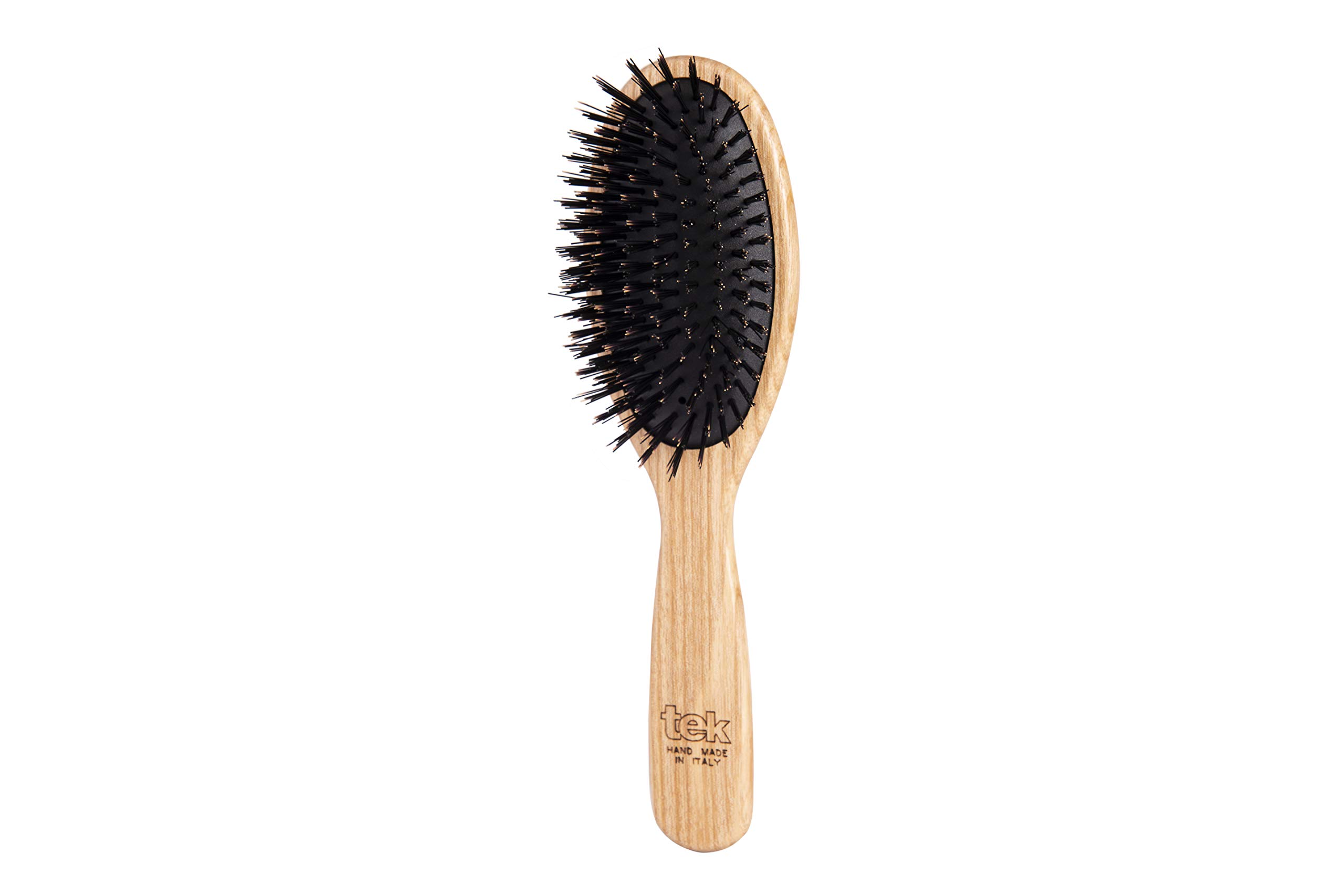 TEK - Large Oval Brush with Ecological Bristles Handmade in Italy, for Fine Hair - 22 x 6 cm