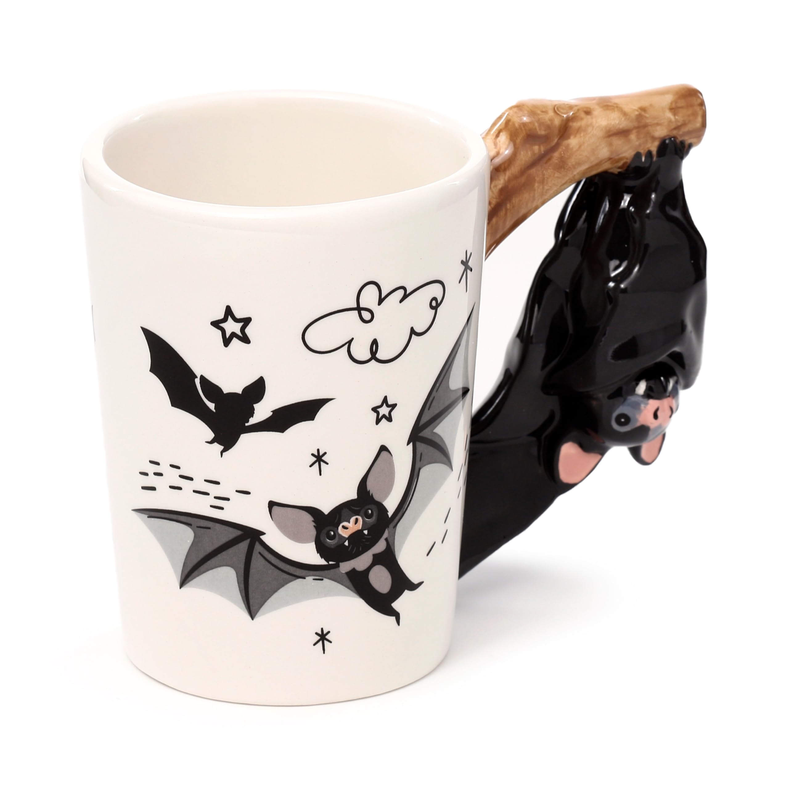 Puckator Bat Ceramic Shaped Handle Mug - Funny Home Accessories - Cute Gifts for Girlfriend - Large Mugs for Men Women Hot Drinks - Cute Cups Presents - Secret Santa Gift - Cup Set