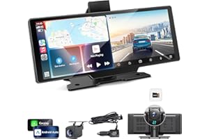 XPMOBQ 10.26" Carplay Screen for Car,Portable Car Play Screen with 4K Dash Cam,Carplay,Android Auto,1080P Backup Camera,GPS Navigation,Bluetooth,Loop Recording (10.26inch)