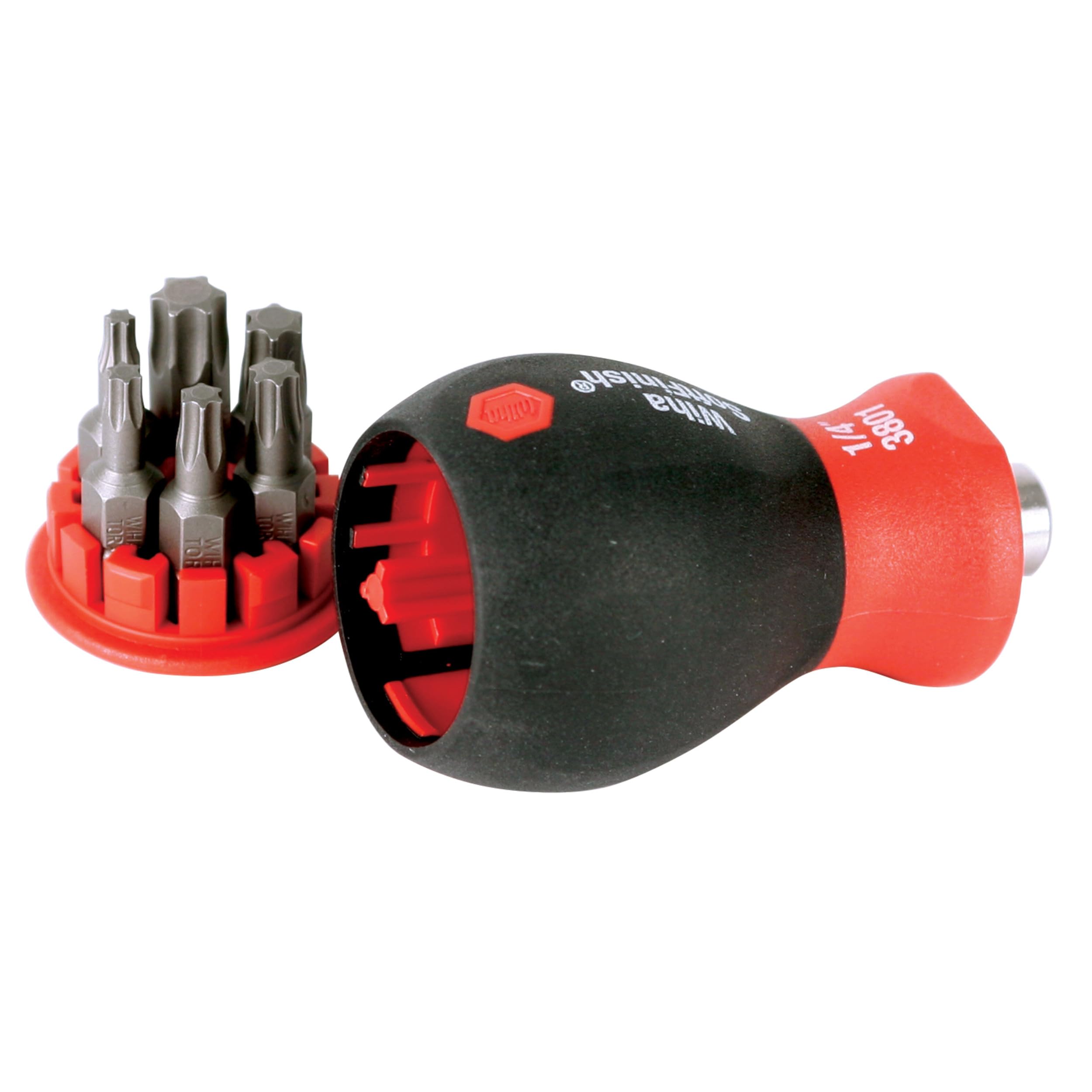 Wiha 38045 Stubby Screwdriver with Six-in-One Insert Bits, Torx