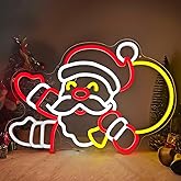Santa Claus Neon Sign Christmas Neon Sign for Wall Decor Waving Santa Neon Lights Led Christmas Window Decorations Light Up Sign for Bedroom Living Room Party