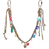 GYHPD 2026 New Chain Beaded Rope Bag Charms Braided Keychain, Beaded Woven Head Strap Lanyard, Rhinestone Purse Charms Bag Extender Chain for Bag Purse Accessories for Women