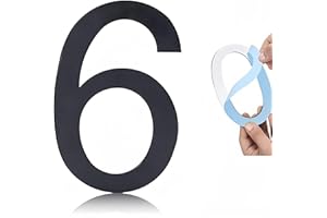 HABITABLE TREE Self-adhesive 5 Inch House Numbers, Acrylic House Number Modern, House Numbers Black Mailbox Numbers for Outside Address Home Number for Apartments Office Hotel Room (Number 6)