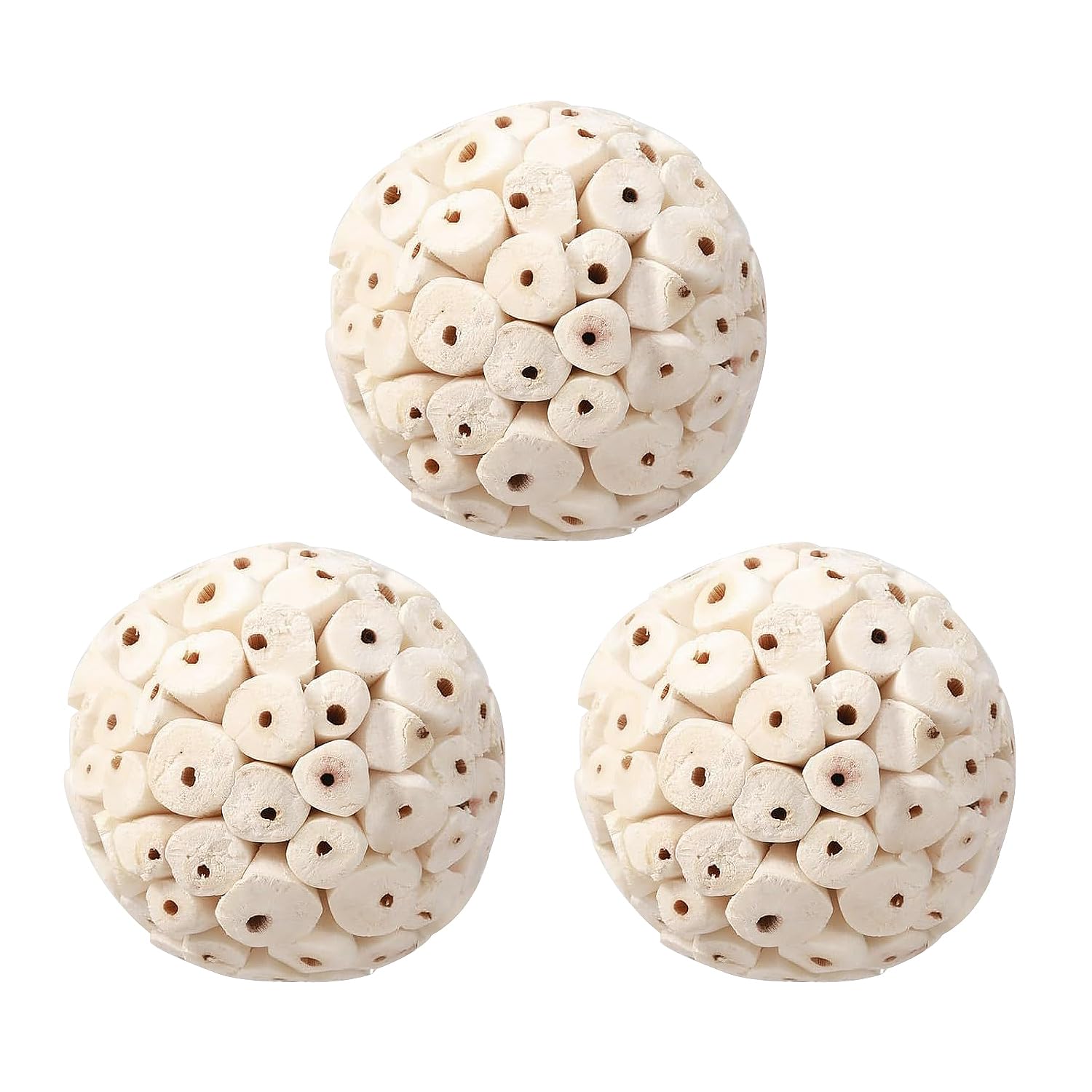 NAUZE 3Pieces Bird Natural Sola Balls Hanging Soft Sola Ball Beak Chew Shred Forage Toys Parrot Toys for Parakeet Mynah Budgerigar Love Birds Hamsters Rabbits