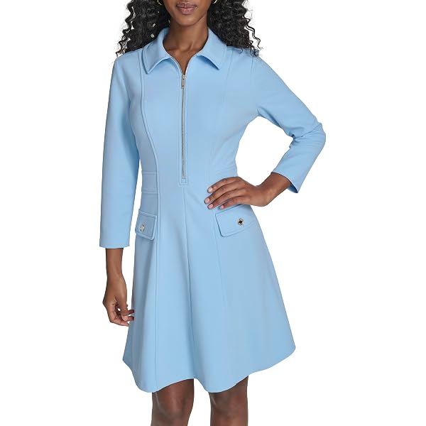 knee length dresses for ladies English Factory Black Puff Sleeve Shirt Mini Dress