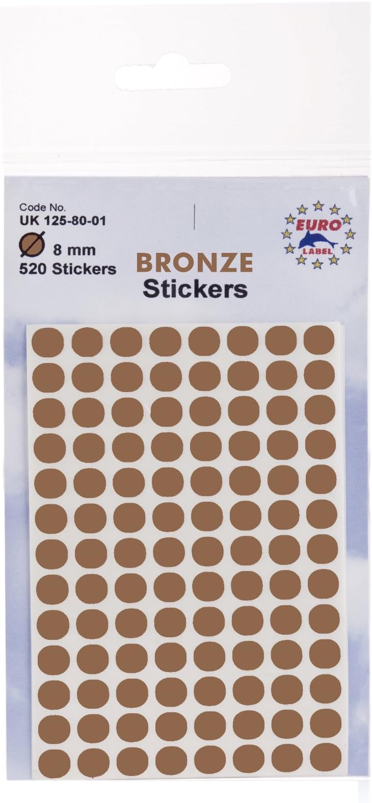 8mm Bronze Dot Labels - 520 Stickers