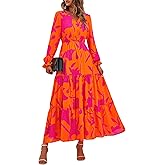 BTFBM Women Fall Dresses 2025 Casual Long Sleeve V Neck Maxi Dresses Floral Boho Long Dress Wedding Guest Dress