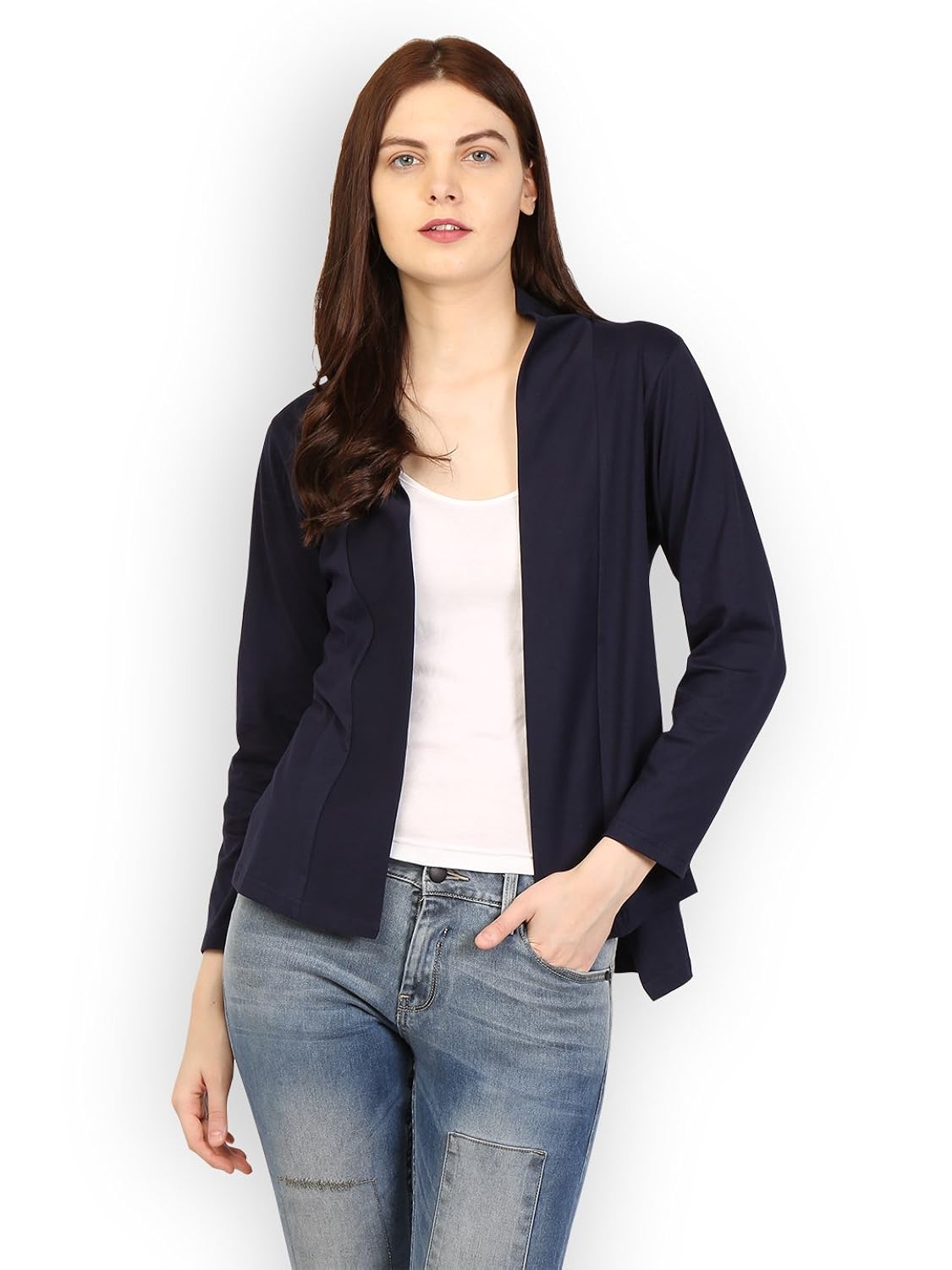 ten on ten women's navy blue cotton shrug