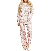 SELINK Christmas Pajamas for Women Santa Claus Striped Print Long Sleeve Loungewear Two Piece Cute Pjs Sets
