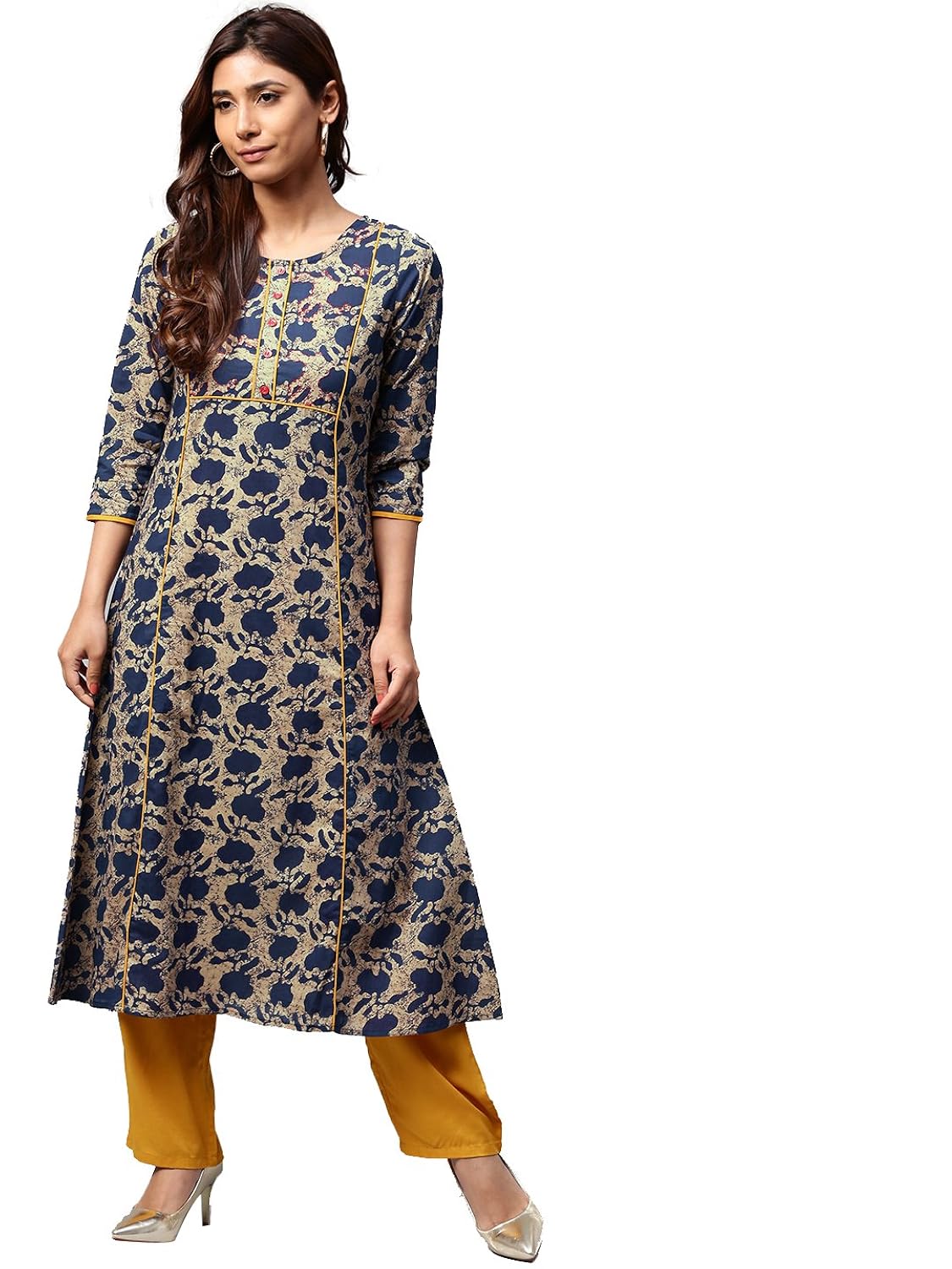 jaipur kurti women's viscose a-line embroidered kurta and palazzo