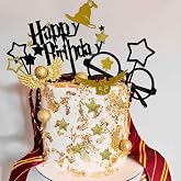25 PCS Wizard Party Cake Decorations Cake Topper with Glasses, Tie, Wings, Stars, Balls, Happy Birthday Acrylic Toppers