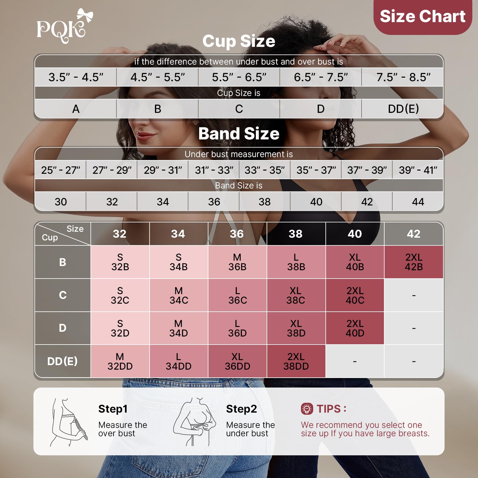 PQK Wireless Bras for Women Deep V Supportive Bras Flexible Soft Bralette Seamless T Shirt Bras No Underwire (Size S Black)